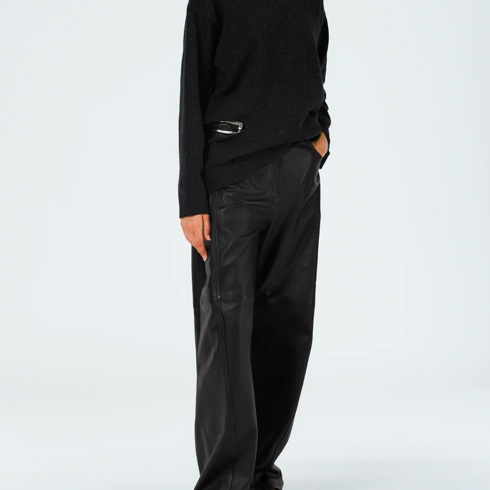 TIBI Bkack Leather Sid Pant - Picture 2 of 5